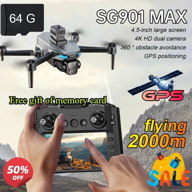 

Professional SG901 MAX Drone 4K HD Camera FPV Brushless Obstacle Avoidance Remote Control With Screen Foldable RC Quadcopter Toy