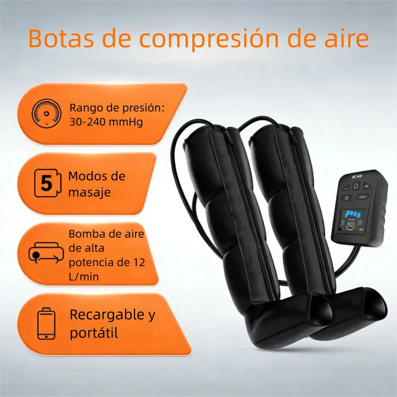 Masajeador de piernas con compresión de aire, botas de presoterapia, dispositivo de terapia para pies y pantorrillas con 4 cámaras, máquina de masaje para una rápida recuperación