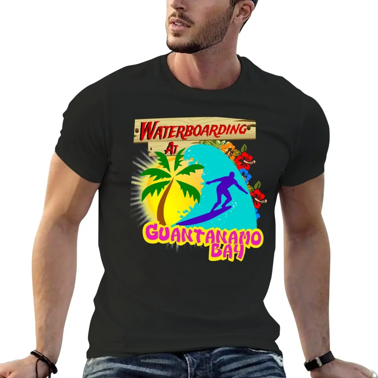 Waterboarding in der Guantanamo Bucht T-Shirt vintage boys animal print funny t shirts for men