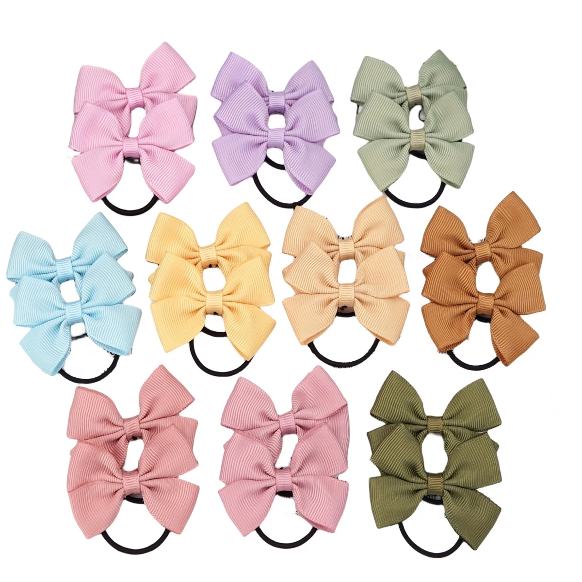 20/40/50 pièces 2 "ruban gros-grain queue de cochon nœuds de cheveux élastiques attaches de cheveux bandes de cheveux supports accessoires de cheveux pour bébés filles nourrissons