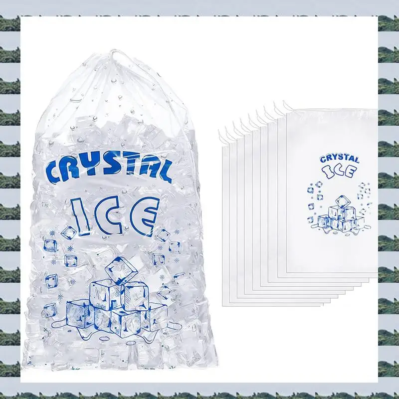 ABQR Ice Bags 8 Lb With Drawstring, 100 Count Ice Bags For Ice Machine, Heavy-Duty Reusable Ice Cube Bags, Ice Bags Freezer Keep