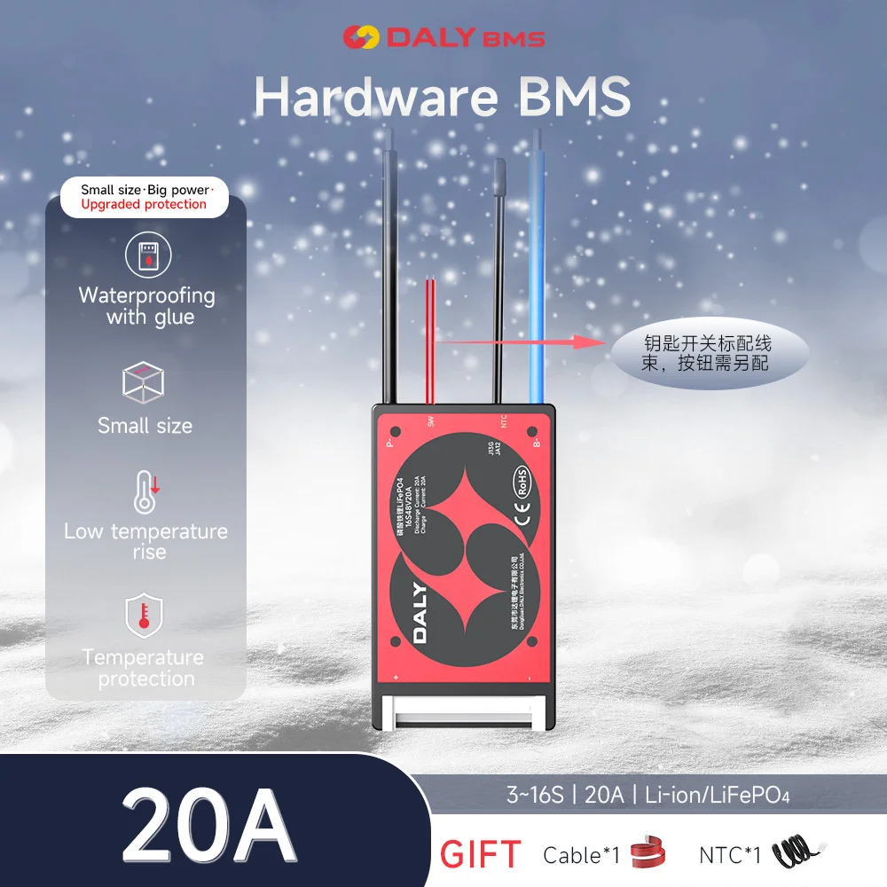 

DALYBMS Li-ion 13S 48V 20A with Soft Switch NTC Battery with Balance Low High Temperature Cut Off Protection