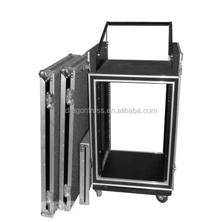 Dragonstage Aluminum Alloy DJ Flight Case with Wheels & Butterfly Locks 12U Anti-Shock Protection & Transport Box