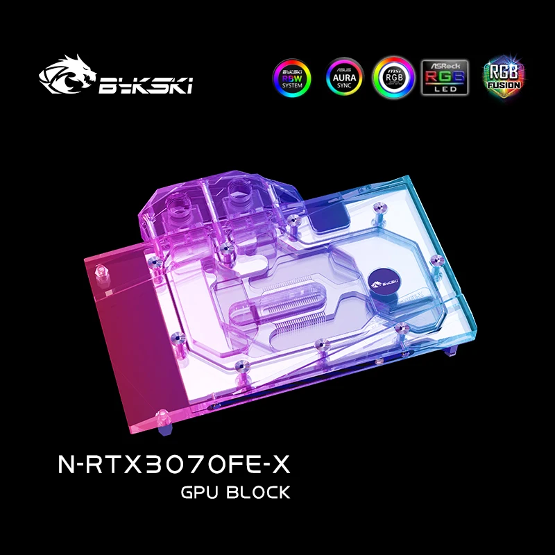 Bykski gpu bloco de resfriamento de água personalizado para nvidia founders rtx 3070 rtx3060 placa gráfica sistema de resfriamento líquido, N-RTX3070FE-X