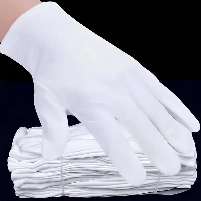 20 Stück Etikette weiße Baumwoll handschuhe High Stretch Arbeits handschuhe Film Spa Schmuck Fäustlinge Schweiß absorption Haushalts reinigungs werkzeuge