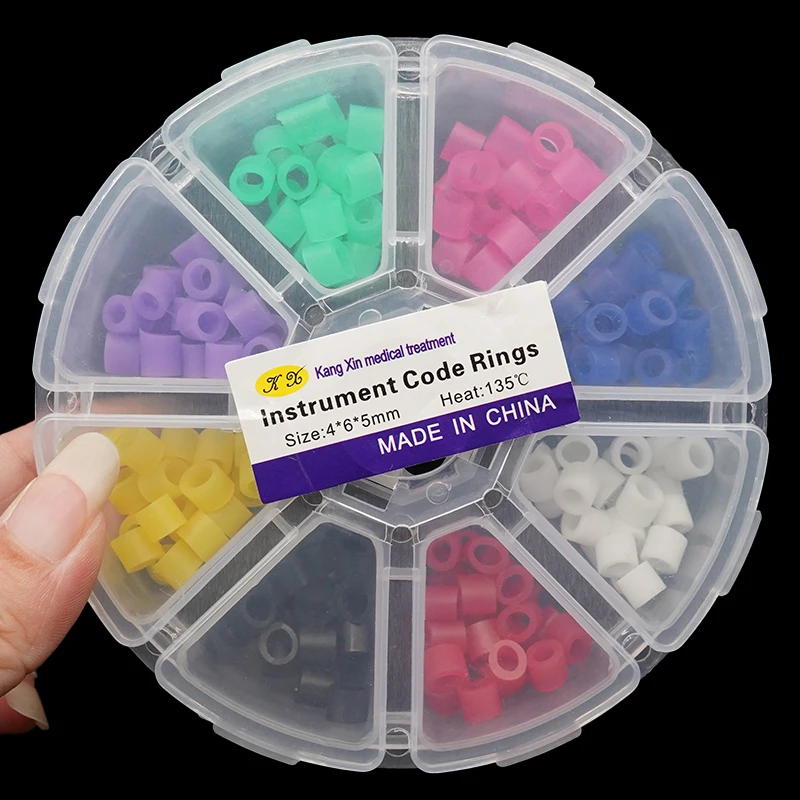 160Pcs/box Dental Silicone Code Rings Autoclavable Colorful Recognition Circle Fit All Hand Instrument Dentistry Materials