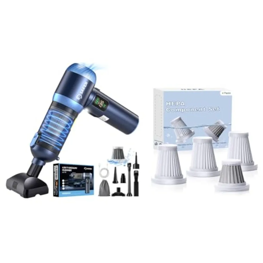 Car Vacuum Cleaner HL157 4-in-1 Cordless Handheld Vacuum with 20000Pa Suction and LED Light + Original HEPA and Steel Fil