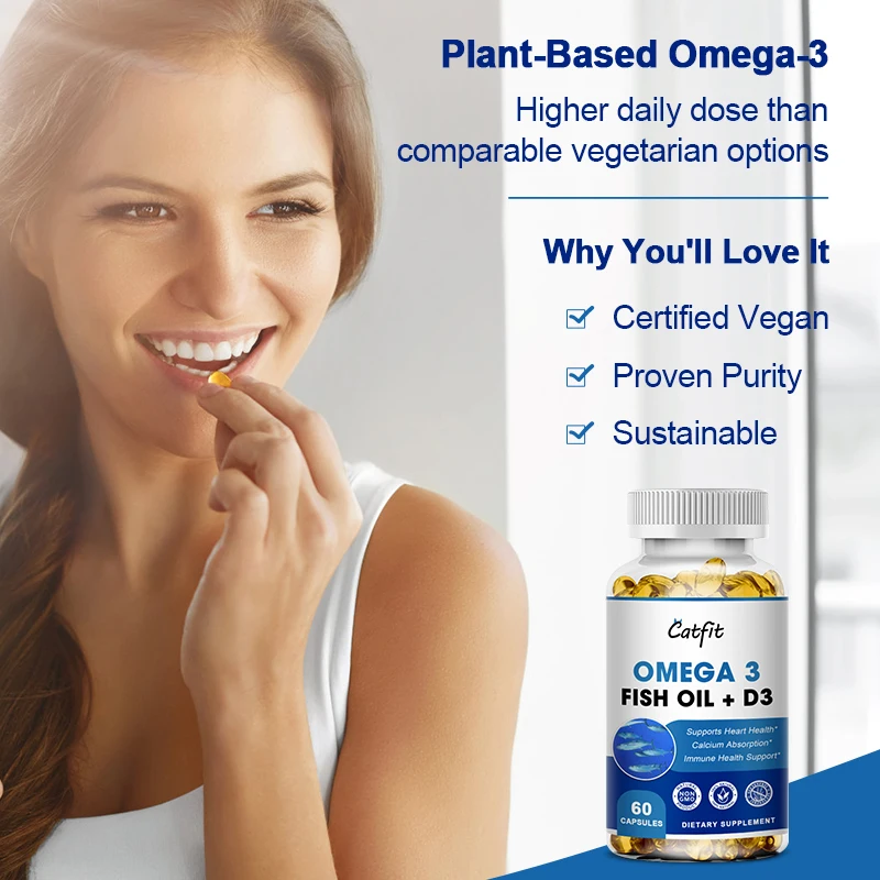 Catfit Omega-3 Fish Oil Rich In DHA and EPA Improve Bad Mood Relieve Stress Strengthen The Brain Improve Memory&Intelligence