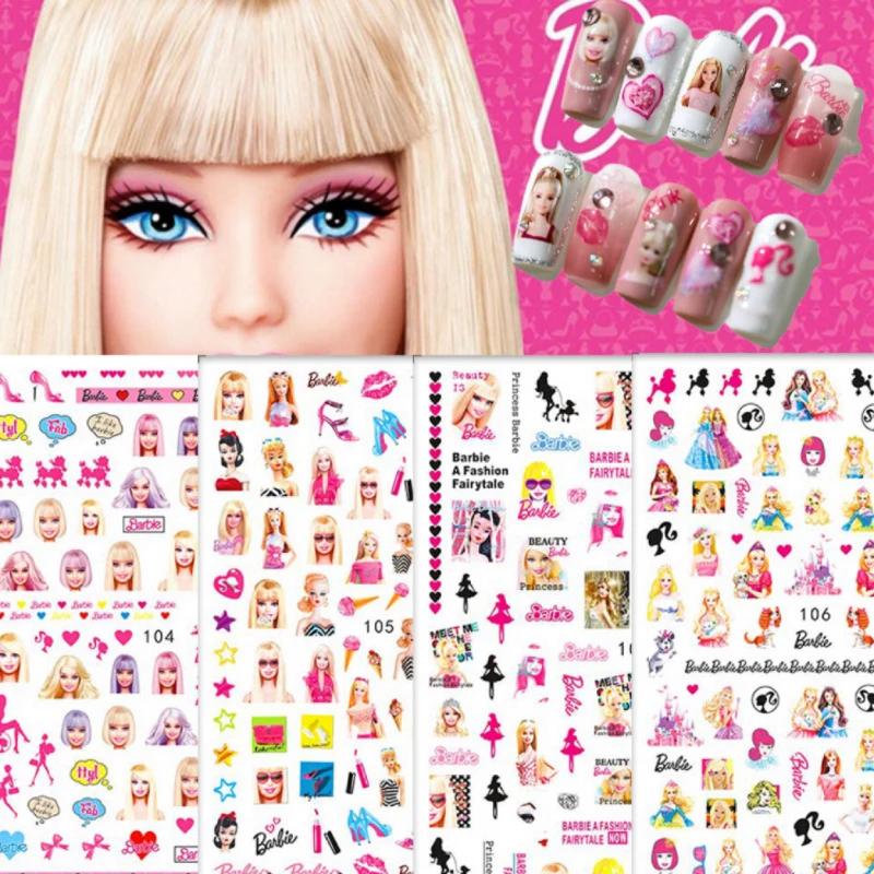 1 Stuks Cartoon Barbie Prinses 3d Nail Stickers Roze Nail Art Decoratie Zelfklevende Nagel Stickers Druk Op Nagels Manicure