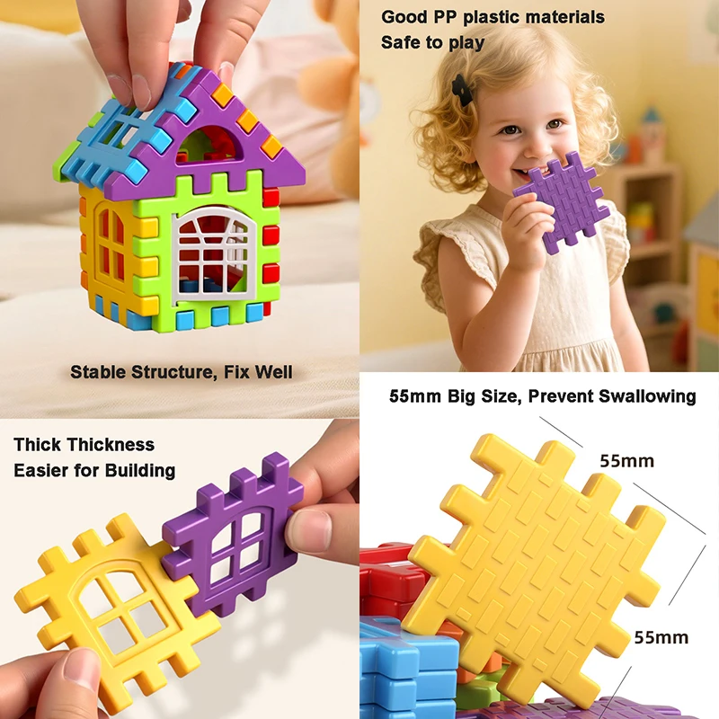 Bloques de construcción de montaje de casa DIY para niños con asiento pequeño, caja de almacenamiento, taburete, juguetes educativos, regalos de navidad