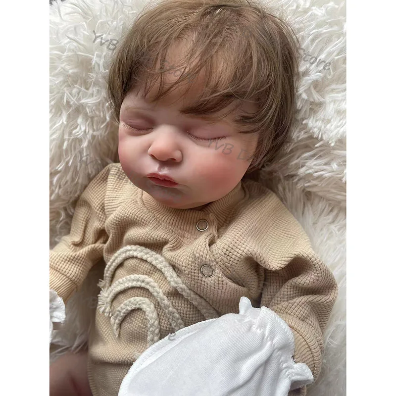 Beurre de Reborn très réaliste pour bébé endormi, fait à la main, peau 3D avec cheveux racine de la main, veines visibles, jouets de haute qualité, 48cm