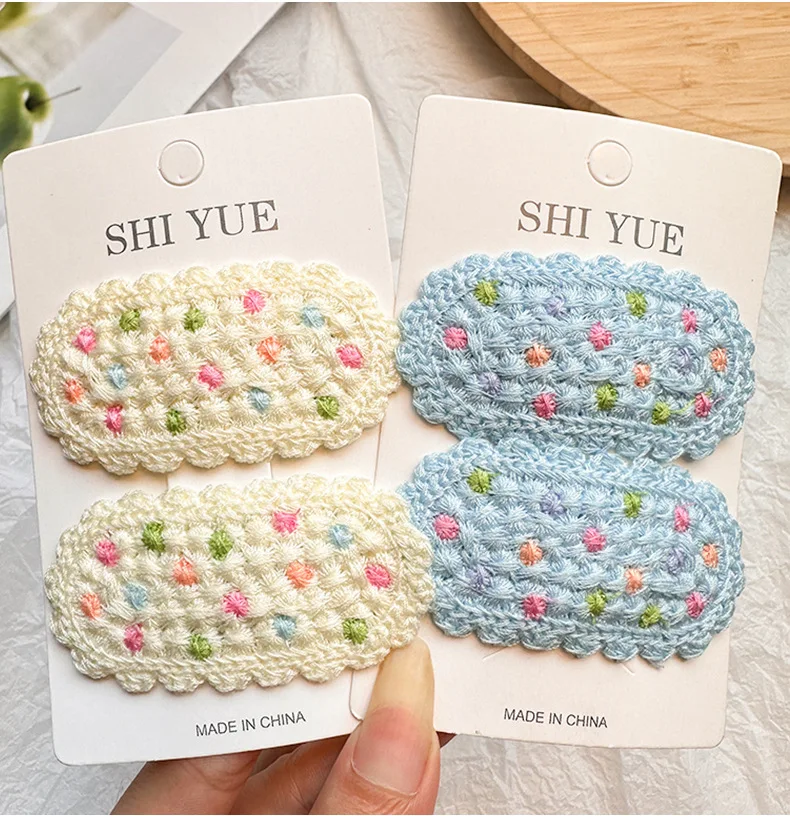 

Korean Yarn BB Clips 2PCS Set Colorful Dotted Hairpins Cute Non-Slip Hair Clips for Women Girls Autumn Winter Hair Ornaments