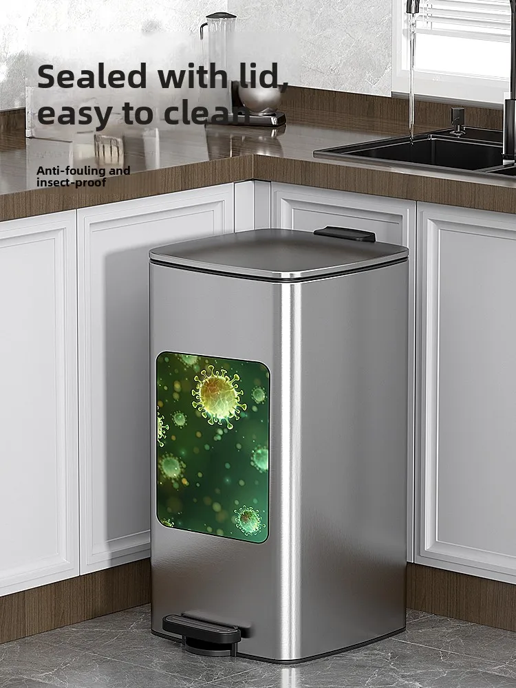 

Large Capaci Stainl Steel Kitchen Tra Can Foot Pedal pe Living Room with Cover High End Luxury Waste Paper Basket