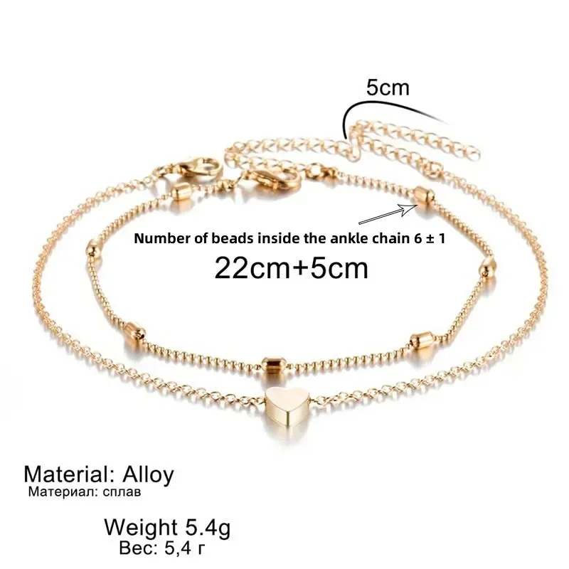 Delysia King-Bracelet de cheville à perles rondes pour femme, bracelet de rinçage, double pont, simplicité, tempérament, vacances, été, JOLove