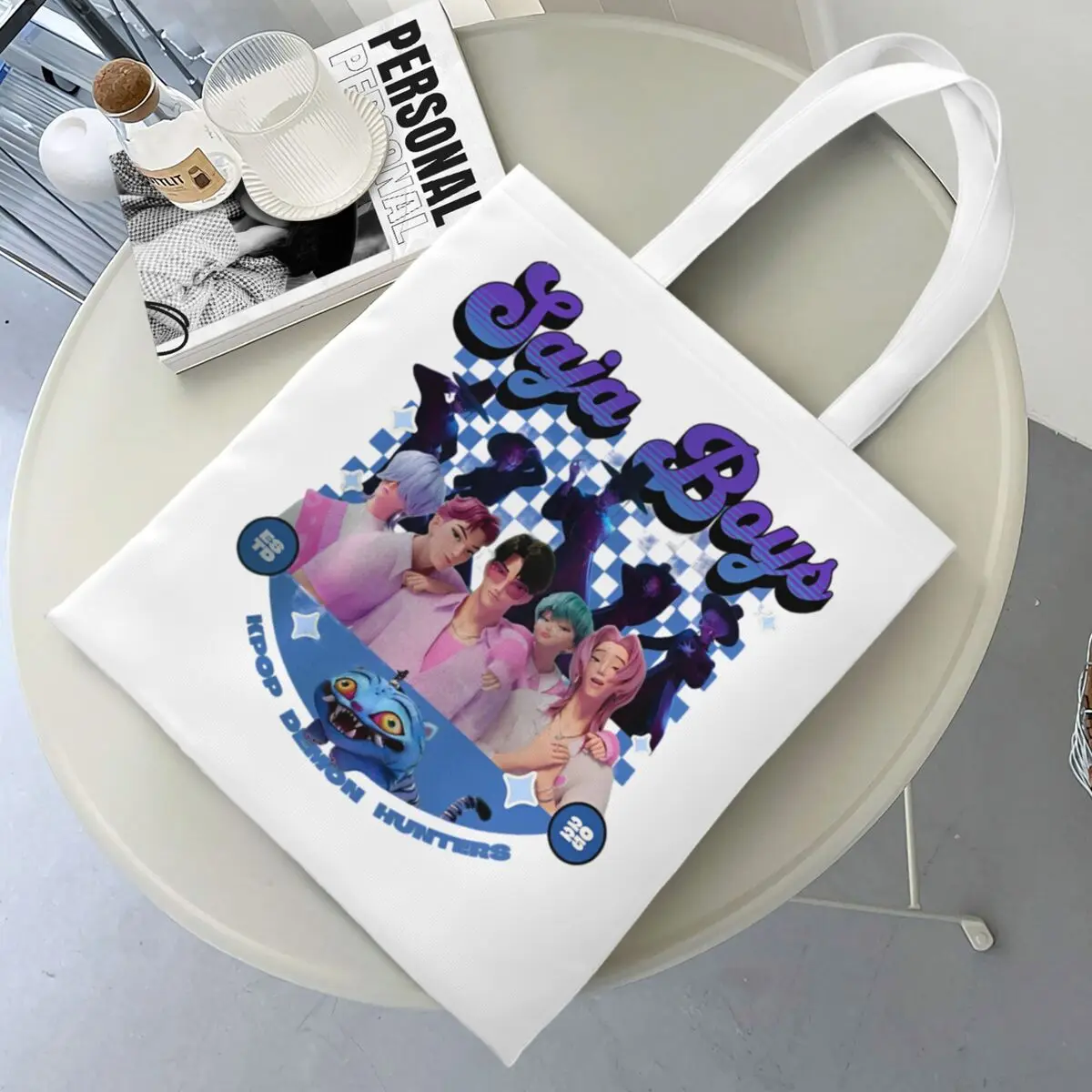 

Kpop Demon Hunters Saja Boys Jinu Korea Tote Bags Women Handbag Foldable College Shoulder Bag Printed Shopping Bag
