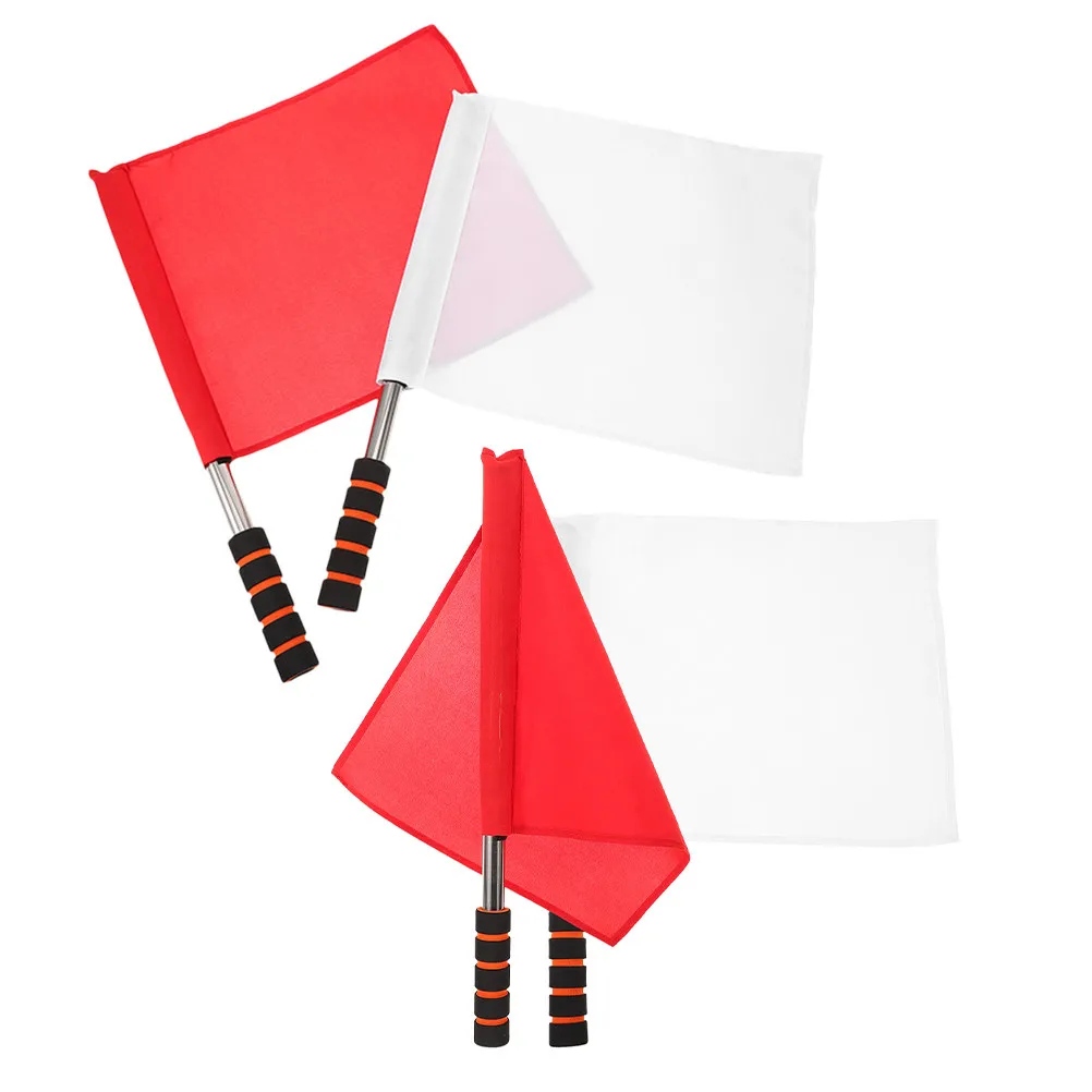 4Pcs Referee Flags for Athletics Training Sports Signal Flags Volleyball Soccer Football Linesman Handheld Traffic Warning
