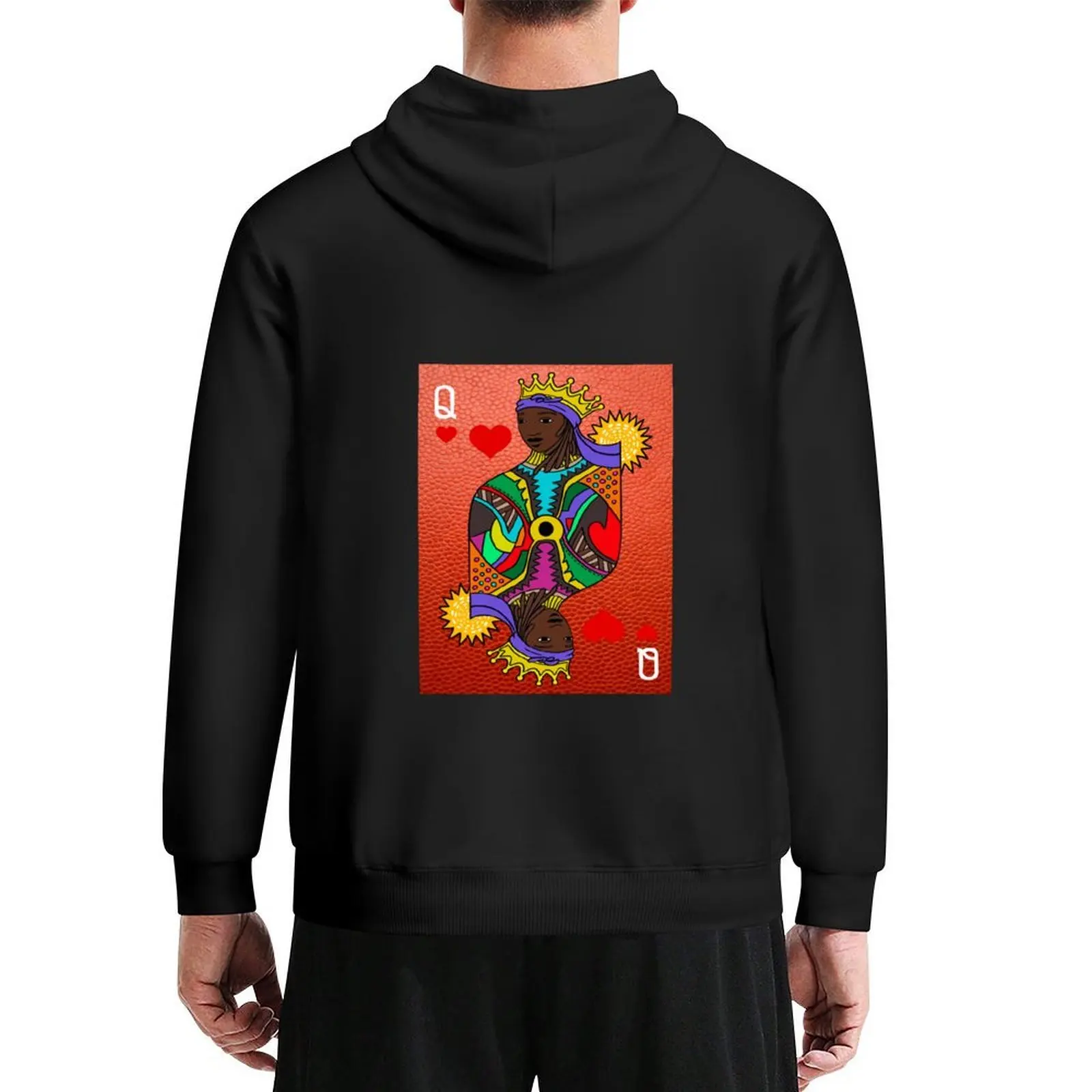 

Black Queen of hearts playing card | Hand drawn artwork Hoodie korean clothes aesthetic clothing fashion men hoodie man