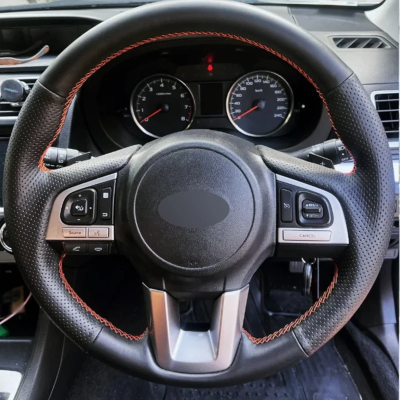 

Alcantara Steering Wheel Cover Real Leather Orange Thread Car Accessoires for Subaru LEGACY OUTBACK XV FORESTER 2015-2018