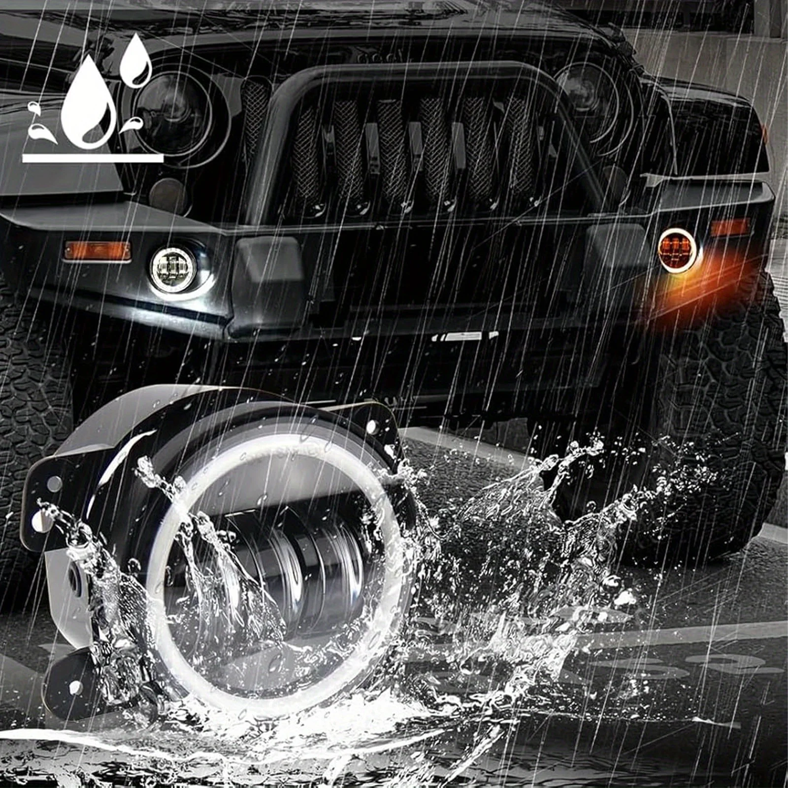 4 Zoll LED-Nebelscheinwerfer mit weißen Angel Eyes Arbeitsleuchte für Jeep Wrangler JK Unlimited JKU 2007-2018 mit weißem Tagfahrlicht und gelbem Blinker – Detail 7