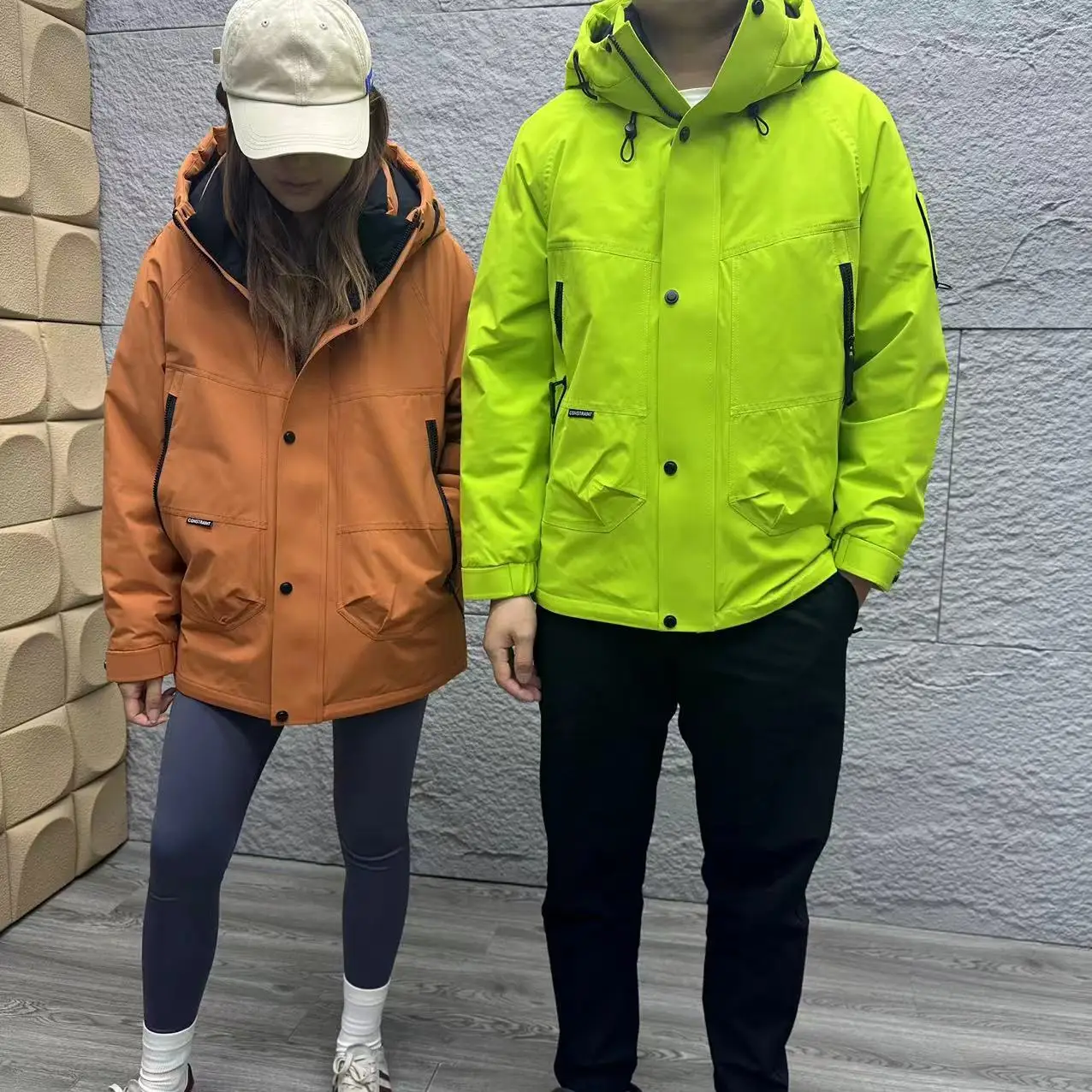 

Couple's Sle Tee-Proof Fabric Men's Winter Thiened Warmth Outdoor Casual Hooded down Jaet Regular Length White Du F...