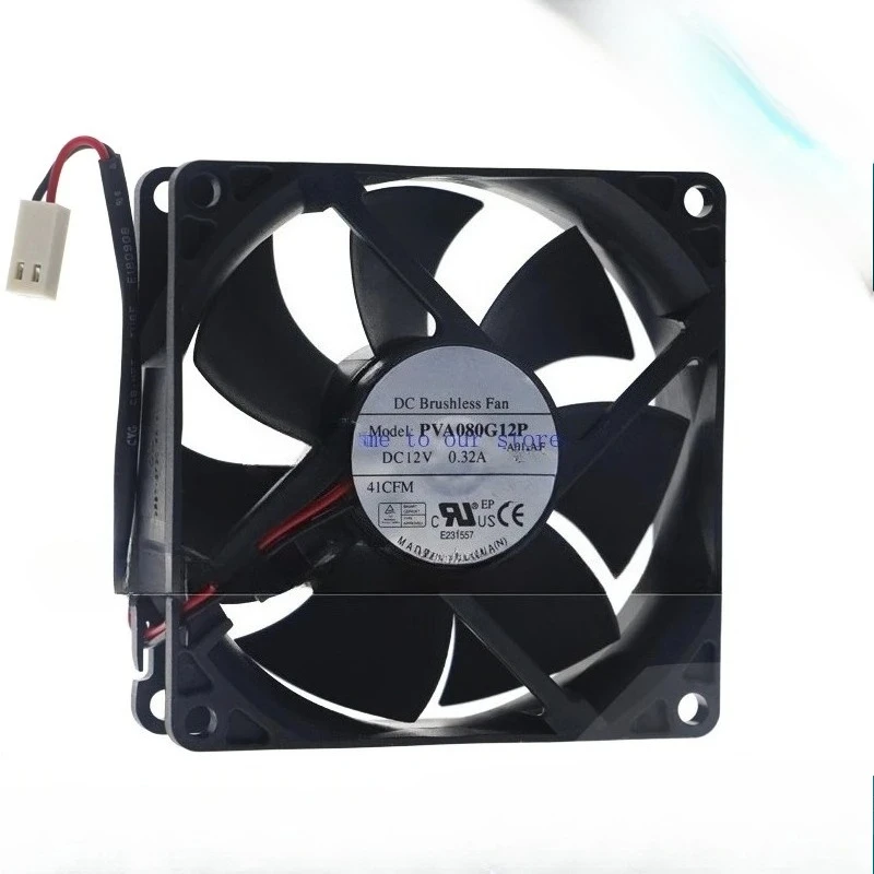 For Generic 8CM 8025 80x80x25mm DC12V 2Pin Ball Bearing Silent Cooling Fan  (WYH001)