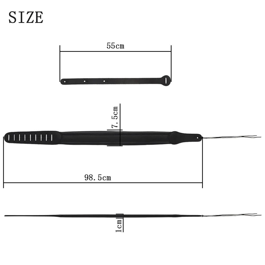 

Guitar Bass Strap Cotton Thickened Adjustable Decompression Black Exquisite Sewing Strong Durability Carbon Buckle