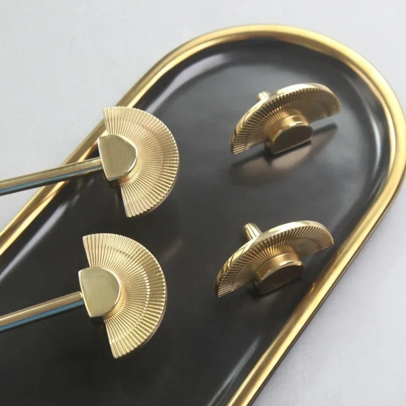 Solid Brass Fan Shaped Cabinet Handles Cupboard Door Knobs Gold Creative Wardrobe Dresser Pulls Home Decor Furniture Hardware