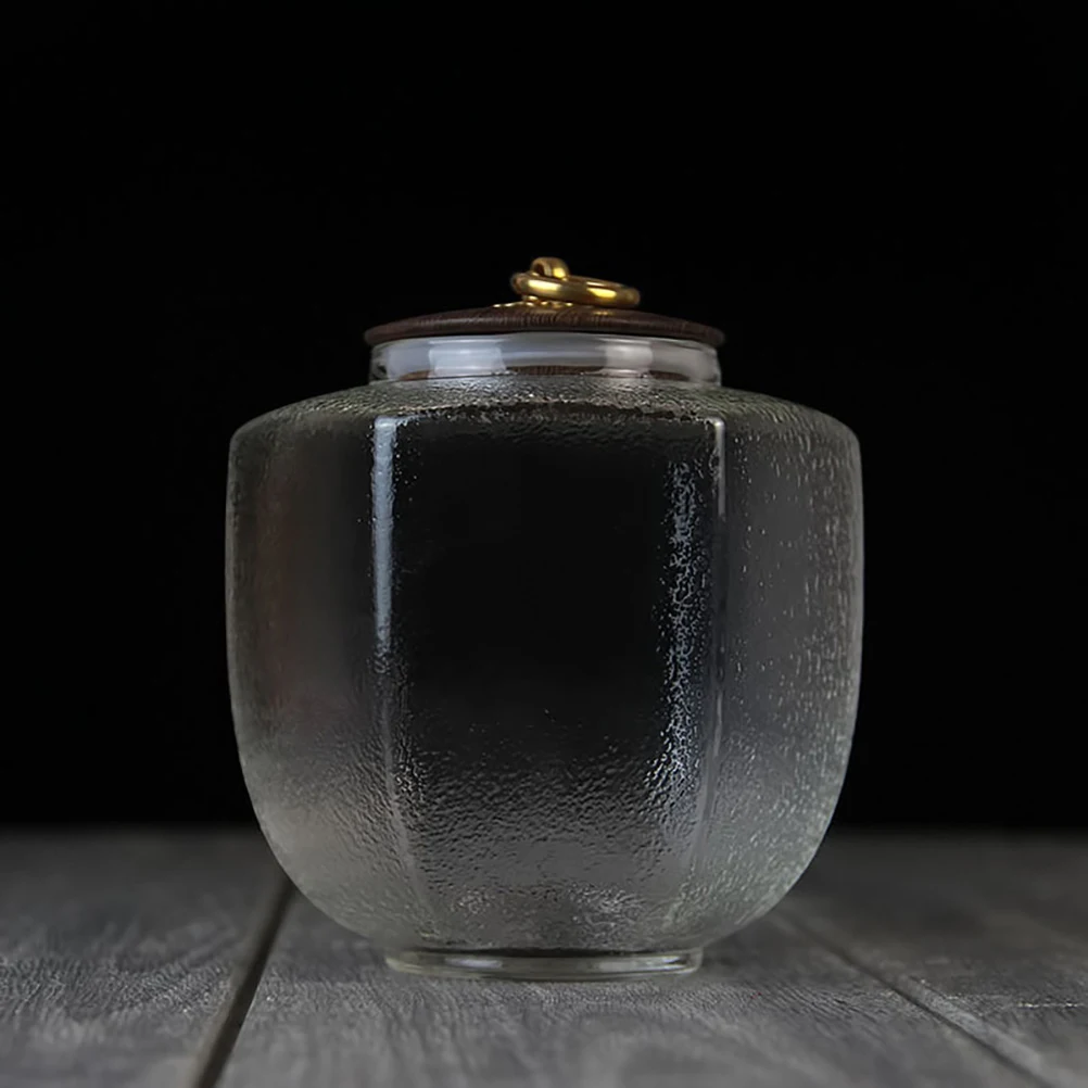 

1Pcs Hammered Glass Tea Canister Vintage Storage Container for Kitchen Household Use Airtight Jar for Tea Cereal Spices
