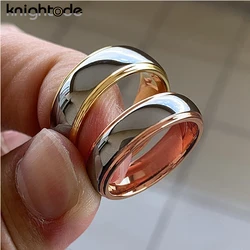 6/8mm Fashion Tungsten Carbide Wedding Bands For Men Women Engagement Ring Jewelry Gold Color Steped Dome Polishing Comfort Fit