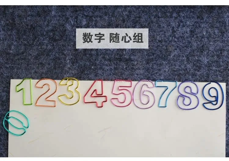 10pcs Colorful Metal Digital Paper Clips Student Learning Supplies Creative Clips Multi Color