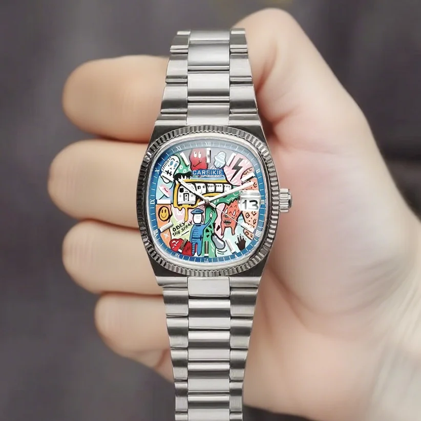 2025 New Men's Square Brand Genuine Luxury Gift High-end Stainless Steel Strap High-quality Waterproof Quartz Watch luminous