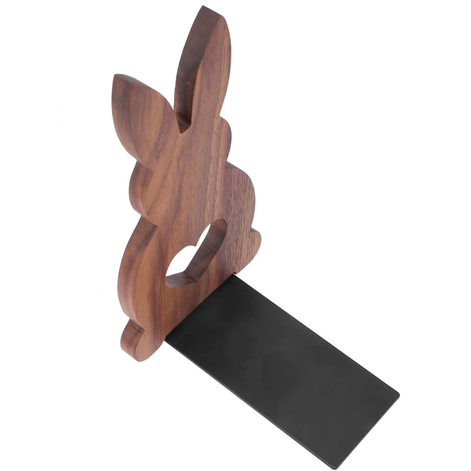 Wooden Cartoon Rabbit Bookend Desktop Shelf Book Stopper Non-Slip Wooden Book Holder Decorative Animal Bookends for Home Office