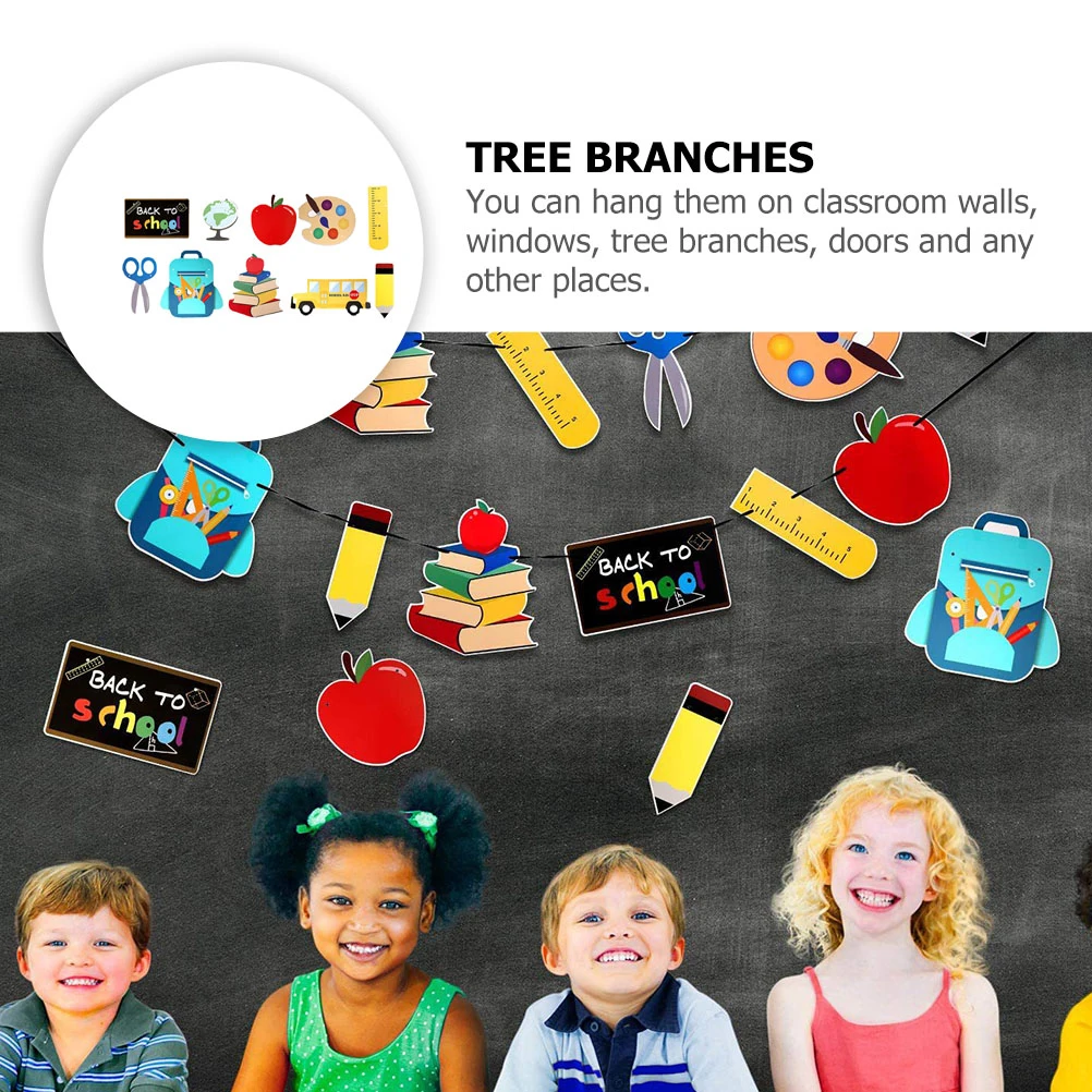 

9pcs Classroom Decoration Hanging Flags Back To School Party Decor Door Curtains Pull Flags Wall Decorations Colorful Banners