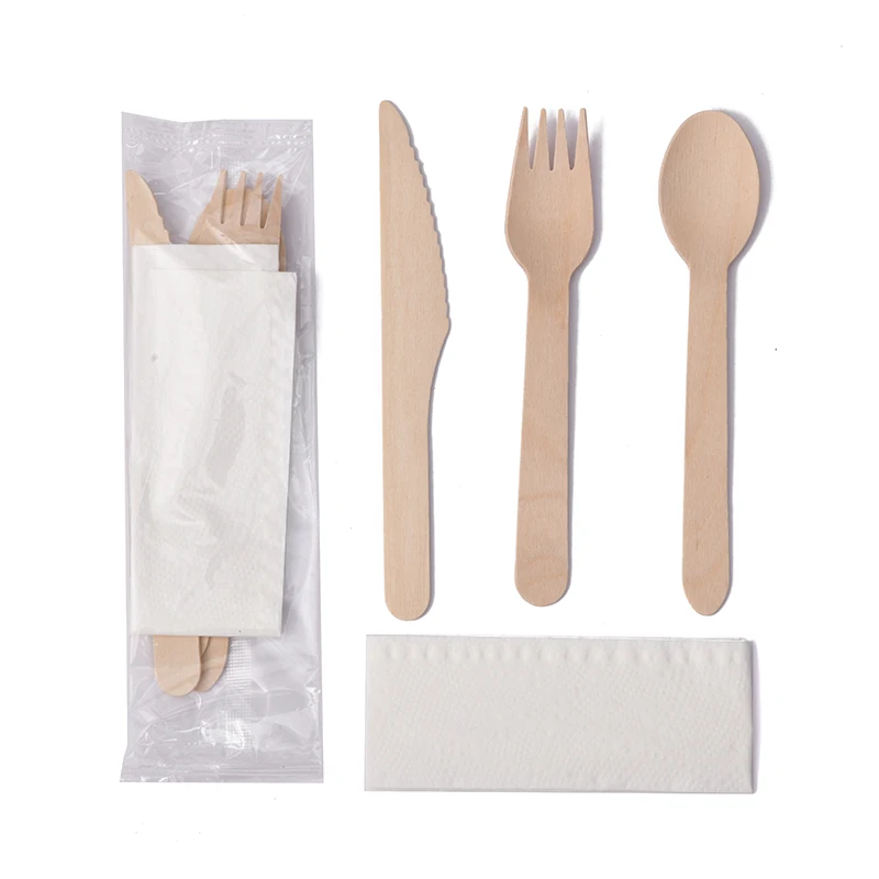 160mm Birch Disposable Wooden Cutlery Set - Alternative to Plastic, Eco Friendly, Biodegradable, Compostable Cutlery