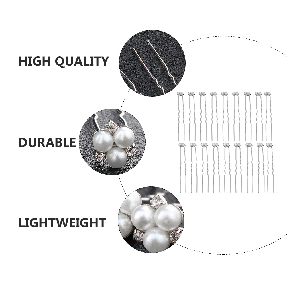 

18pcs Pearl Rhinestone U Clips Hair Accessories Durable Bridal Hairpins Wedding Party Hairstyle Solution For Thick Hair