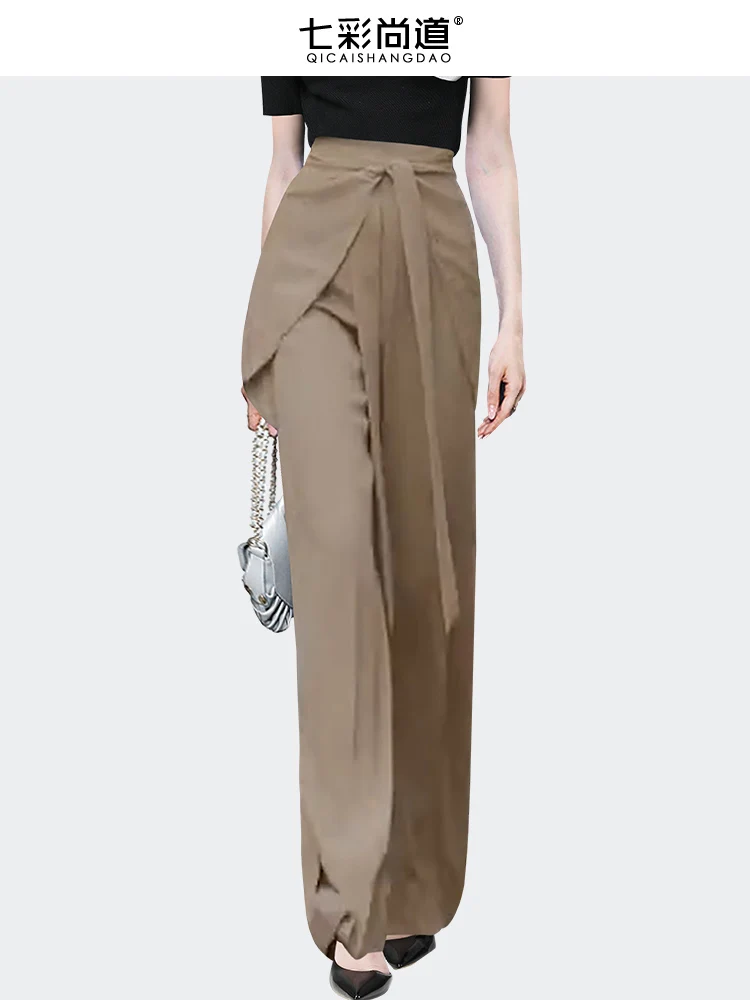 High Waist Wide Leg Casual Pants For Women Spring Summer 2024 Niche Design Floor-length Khaki Suit Pants Female Long Trousers