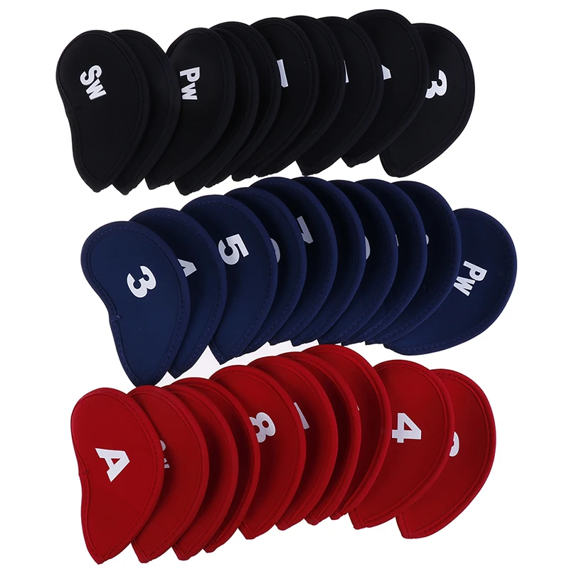 10Pcs/set Golf Iron Head Covers Iron Putter Protective Black Window Golf Club Iron Head Protector Golf Accessories