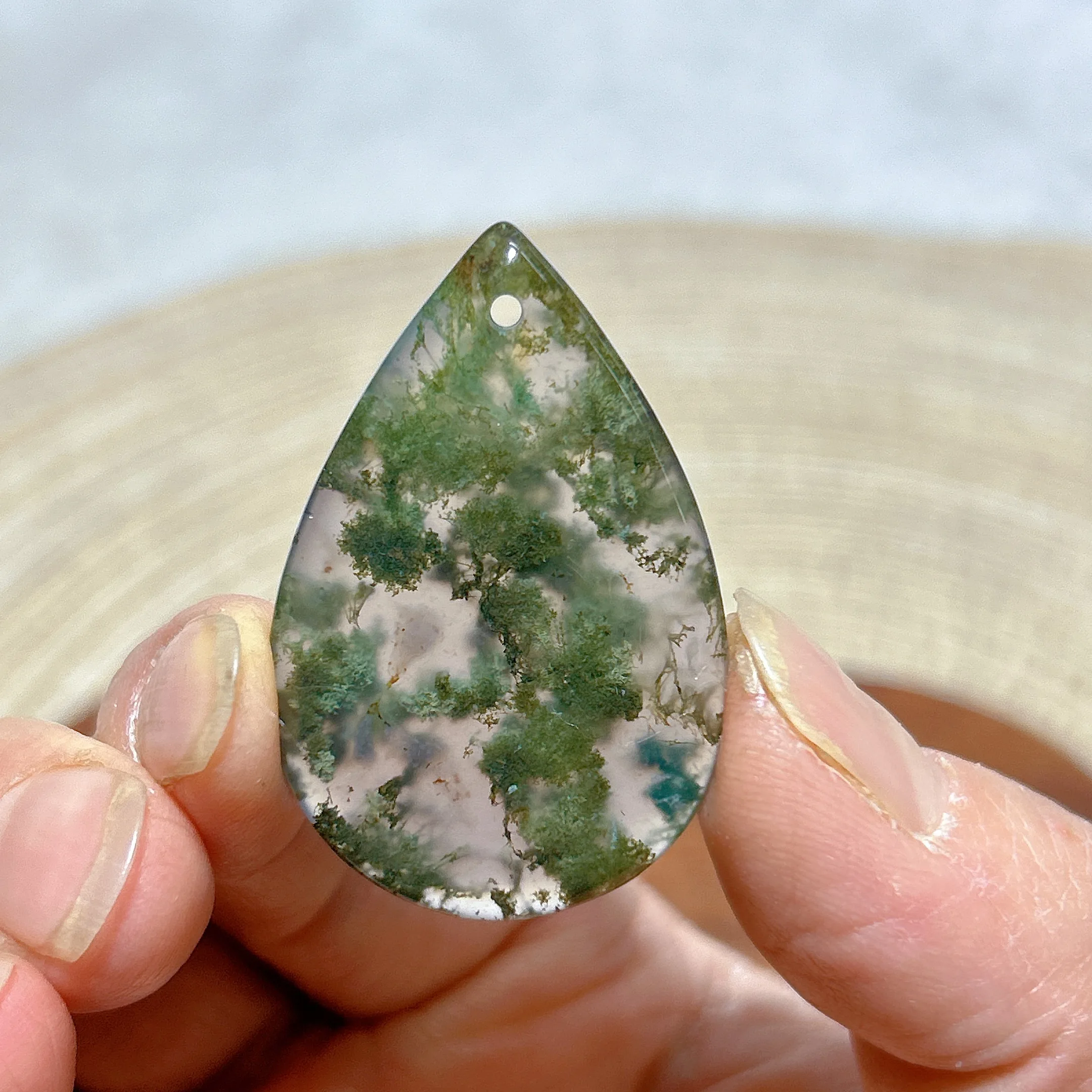 

Healing Natural Crystal Moss Agate Accessory High Quality Polished Gemstones Mineral Energy Reiki Home Decorations Women Gift