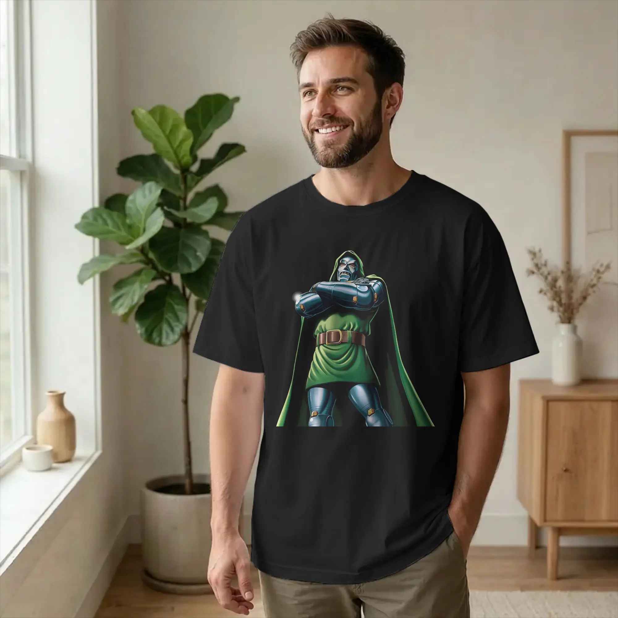 Supervillain  Dr Dooms Pose T-Shirt Men's Cotton Tops Shirts Priting  Crewneck Short Sleeve
