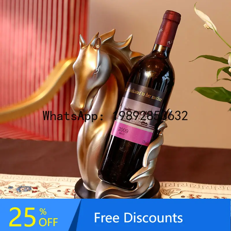 

Soft Decoration Crafts Horse Head Wine Rack Living Room TV Wine Cabinet Office Ornament