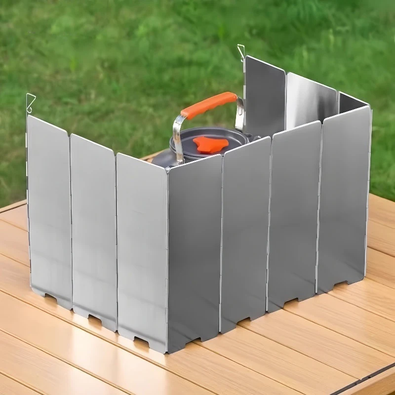 8-16 Platten Aluminium Windschutz für Campingkocher, Windschutz für Outdoor-Campingausrüstung, Picknick-Kochschutz, Winddichter Bildschirm