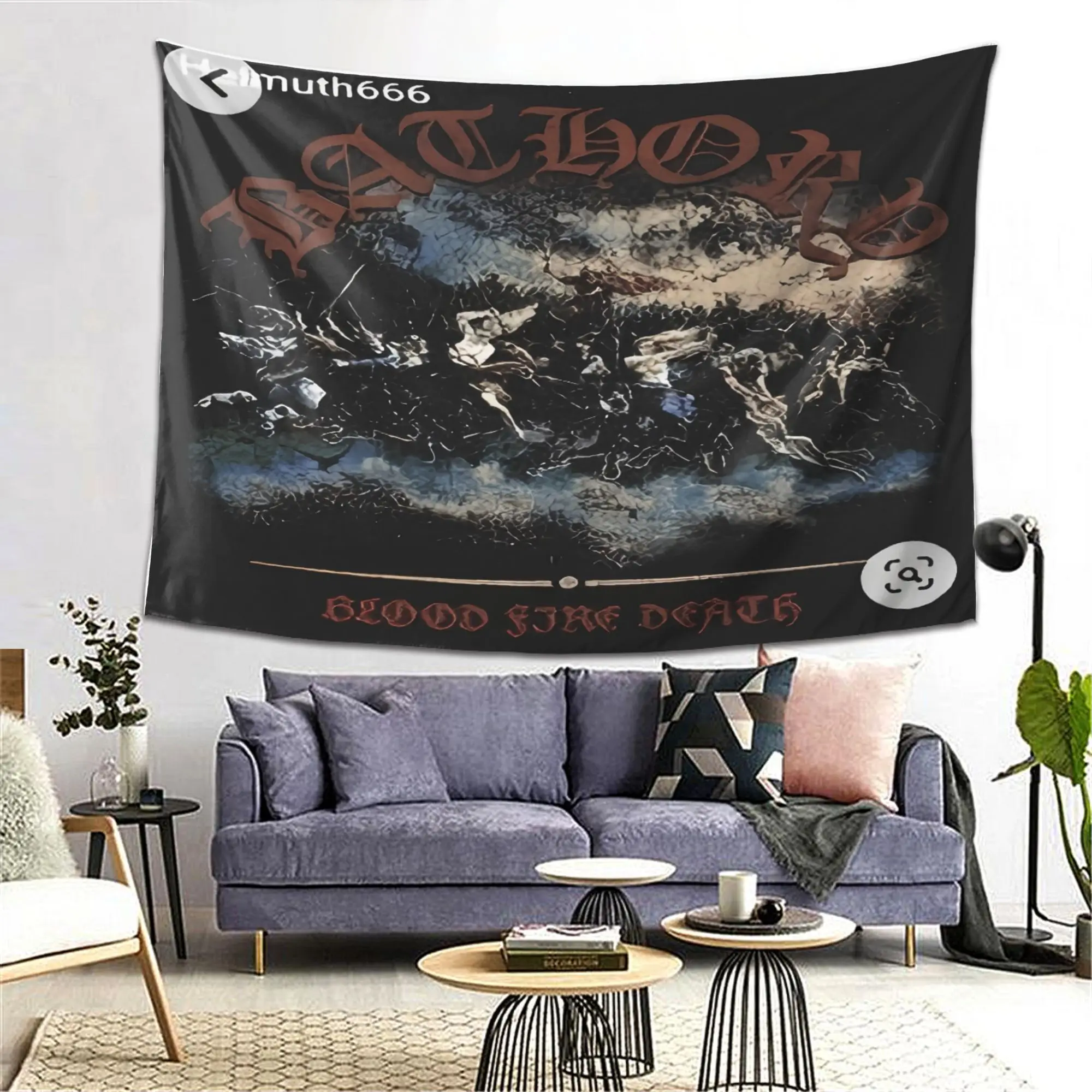Bathory Dark Fantasy Tapestry - Gothic Art Wall Decor, Soft Polyester Peachskin Fabric, Lightweight Hypoallergenic