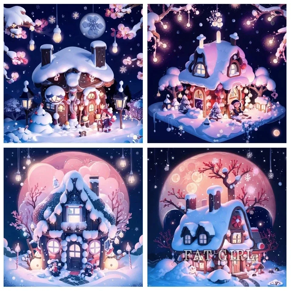 Diamond Painting Kits Snow House 5D Diy Embroidery Mosaic Christmas Landscape Full Square Round Handmade Cross Stitch Home Decor