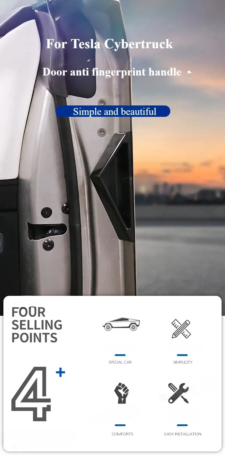 Autotür-Kantenschutzgriff für Tesla Cybertruck 2025, Anti-Kollisionsstreifen, Türgriff, handabdruckresistent, Autozubehör – Detail 1
