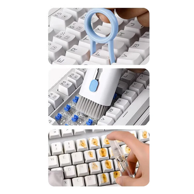 7 In 1 Computer Keyboard Cleaner Keycap Puller Set Multifunctional Cleaning Kit For  Bluetooth Headset Cleaning Tool