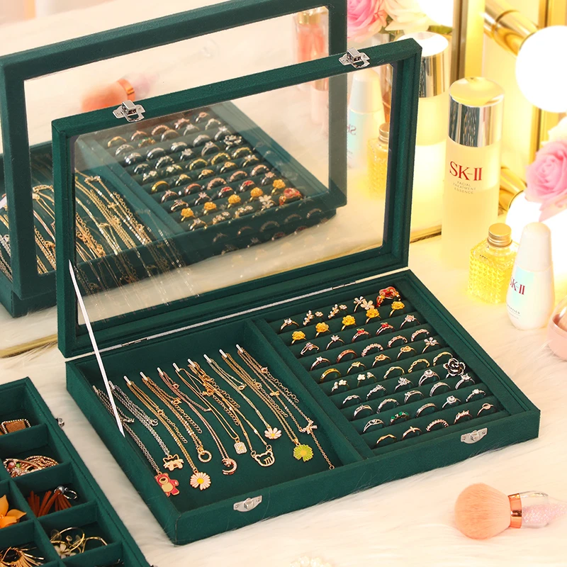 

Многоцелевая коробка для хранения ювелирных изделий двойного назначения, антиокислительная витрина для колец и ожерелья для организации ювелирных изделий