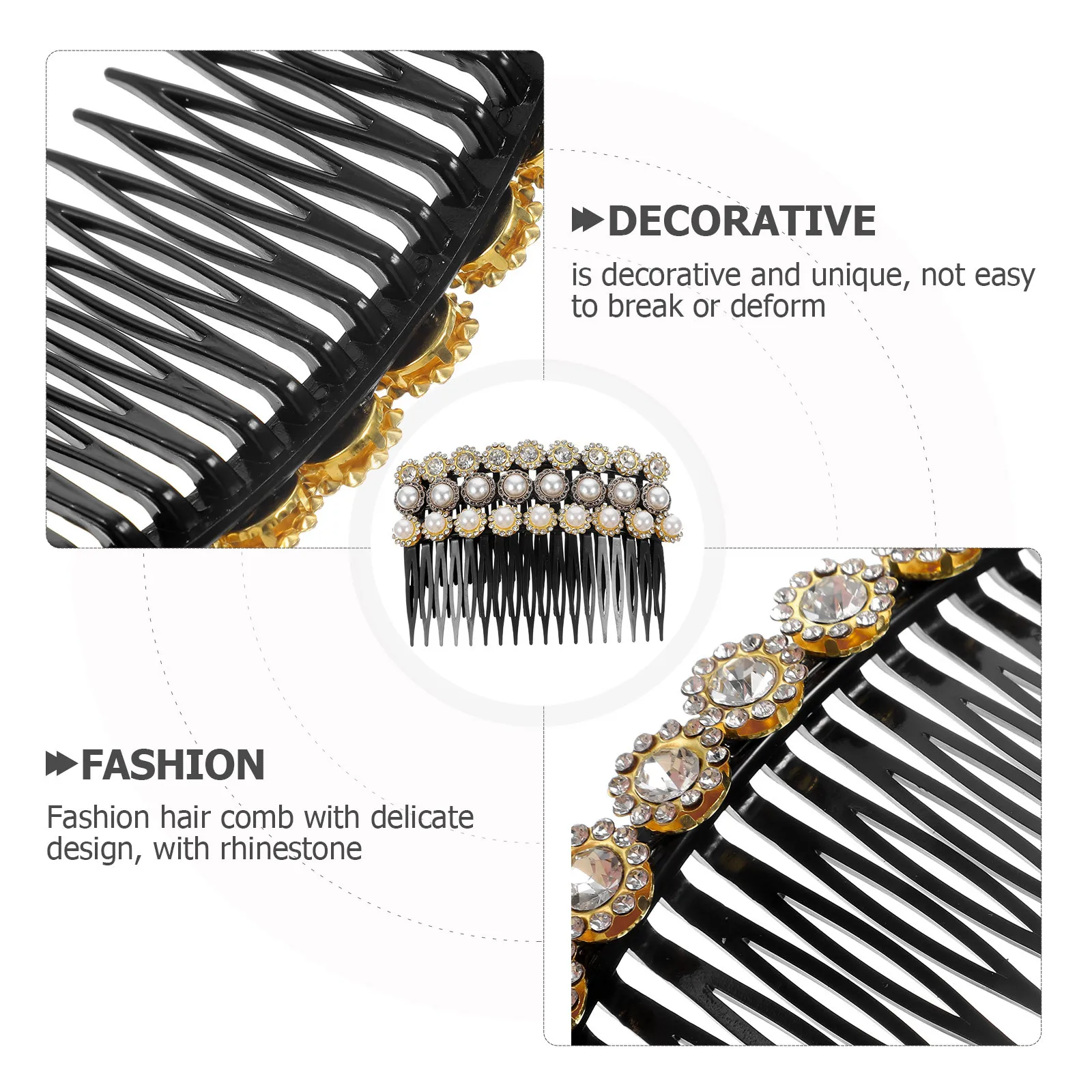 

3Pcs Hair Side Comb for Women Pearl Rhinestone Design Elegant Hair Accessories Ideal Gift for Family Friends