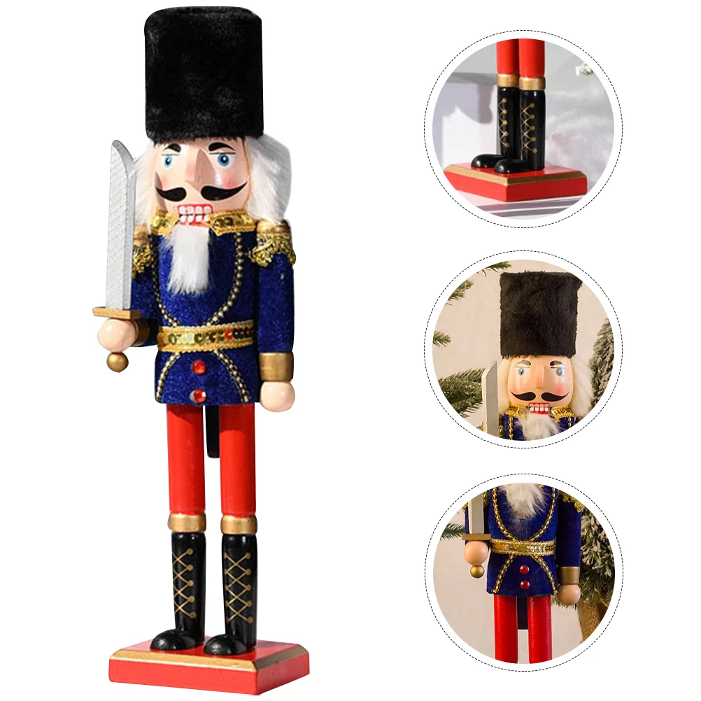 

Wooden Nutcracker Xmas Decor Desktop Garden Sturdy Craftsmanship Home Office Bedroom Car Decoration Photo Prop Gift Xmas