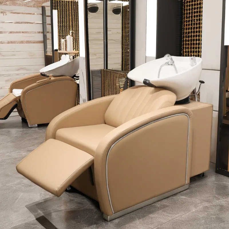 Shampoo Bed Salon Furniture Hair Washing Equipment White Backwash Unit Electric Shampoo Chairs With Bowl