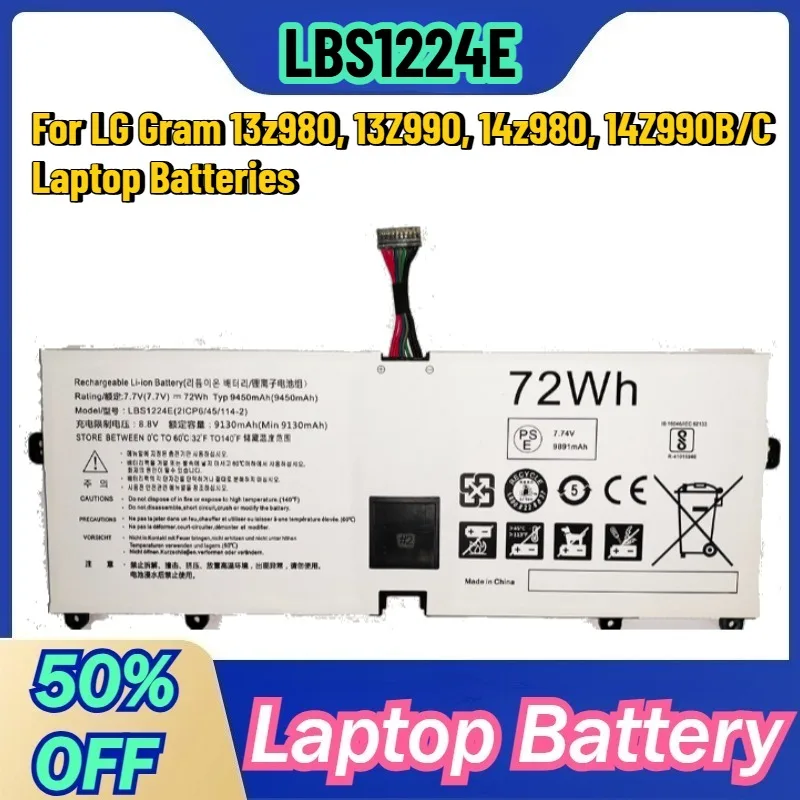 

High-quality Lithium Battery LBS1224E for LG Gram 13z980, 13Z990, 14z980, 14Z990B/C Laptop Batteries
